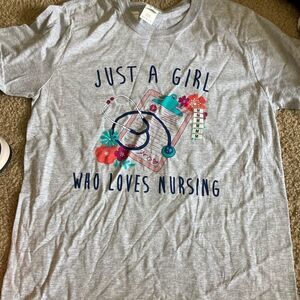 Womens Nurse Nursing Just a Girl Who Loves Nursing Tshirt NWT